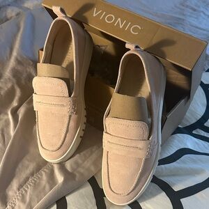 Vionic Women's Suede Slip-On Loafers — Blush Pink